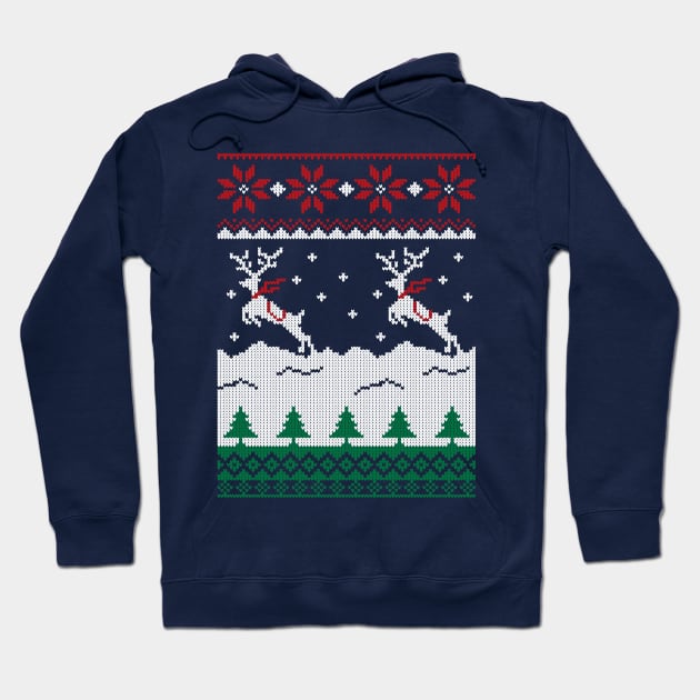 Jumping Deer Christmas Ugly Hoodie by skinnyrepublic